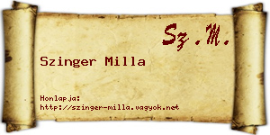 Szinger Milla névjegykártya